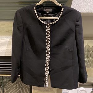 Tahari Arthur S Levine Lux size 18 black with Pearl trim jacket